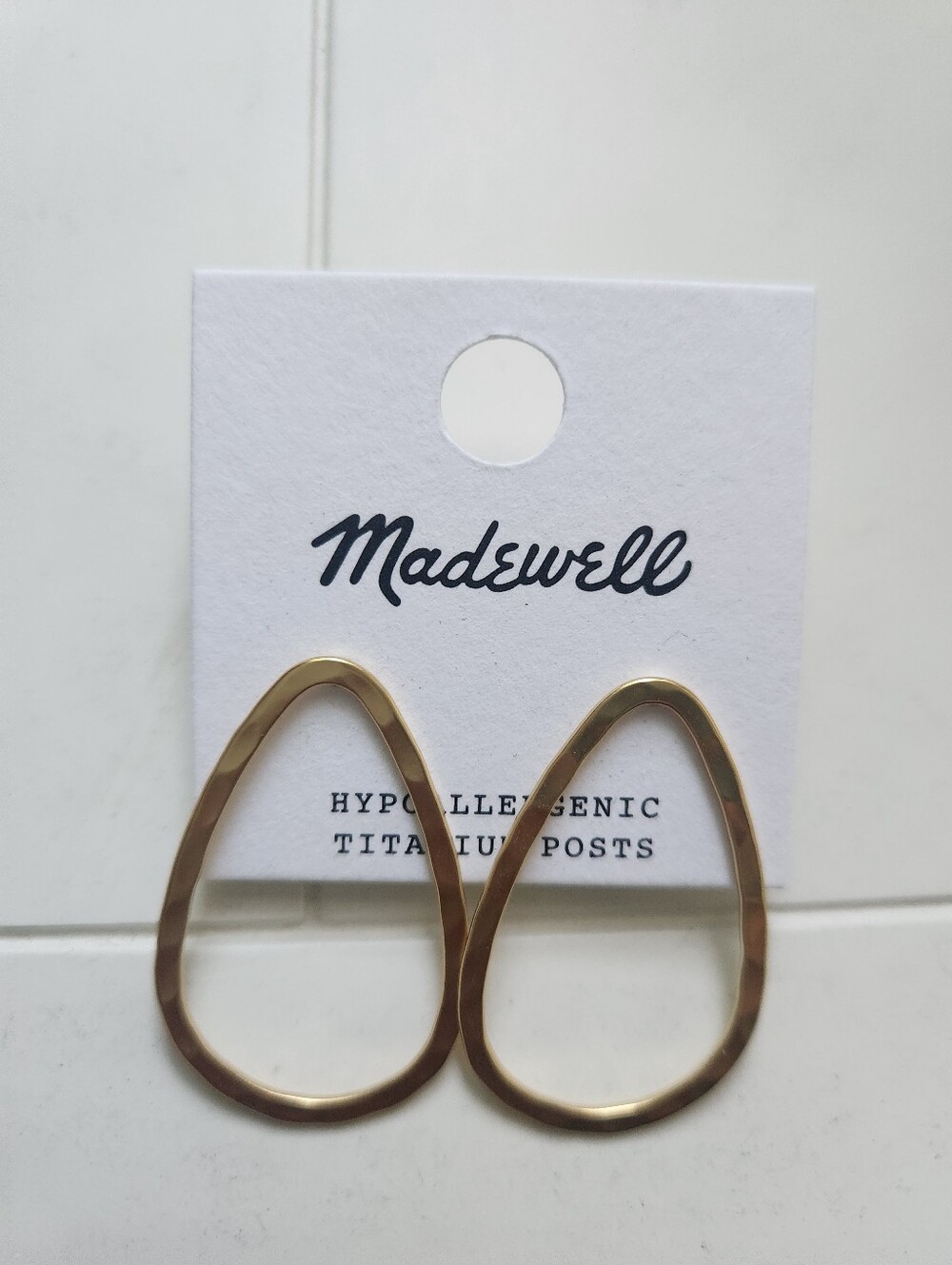 Madewell Hammered Gold Open Teardrop Hoop Earrings